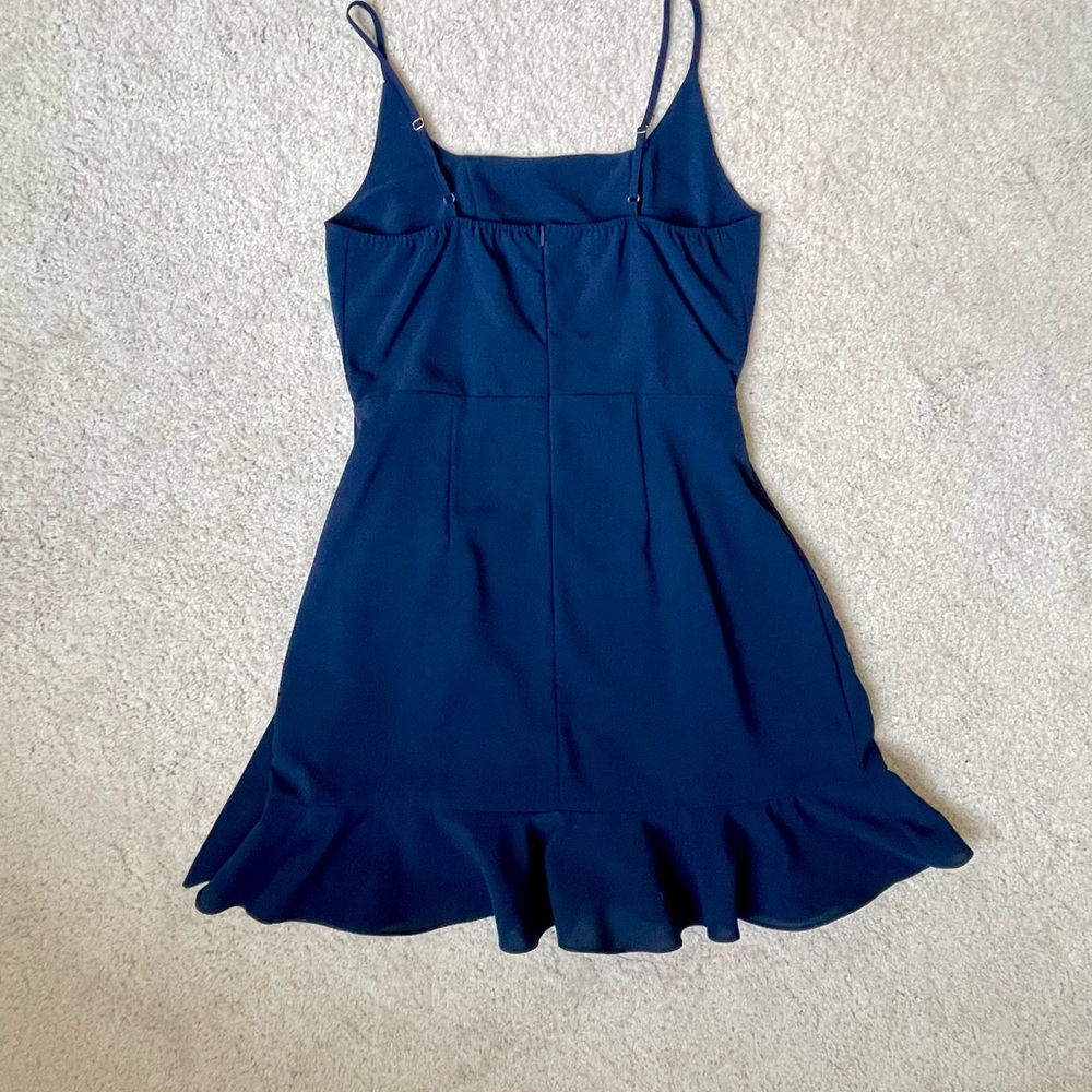 Navy Blue Dress with Ruffle Hem
